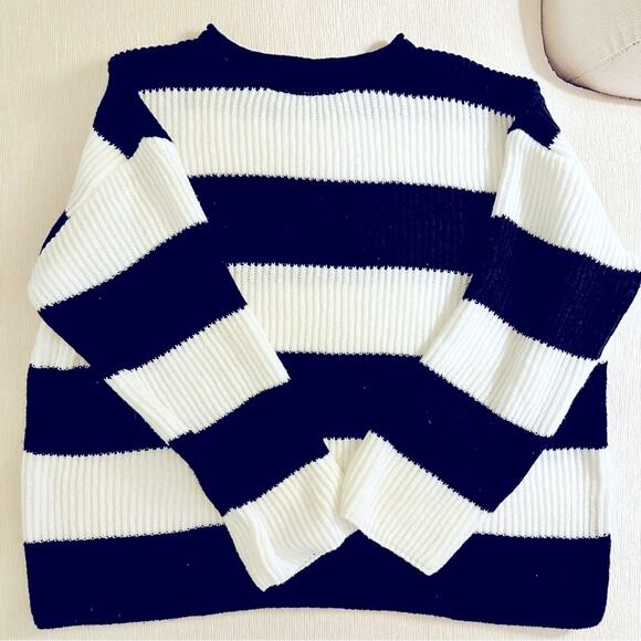 Amazon LAMLUUCK Black and White Striped Sweater. Size XL. NWOT - Picture 3 of 8